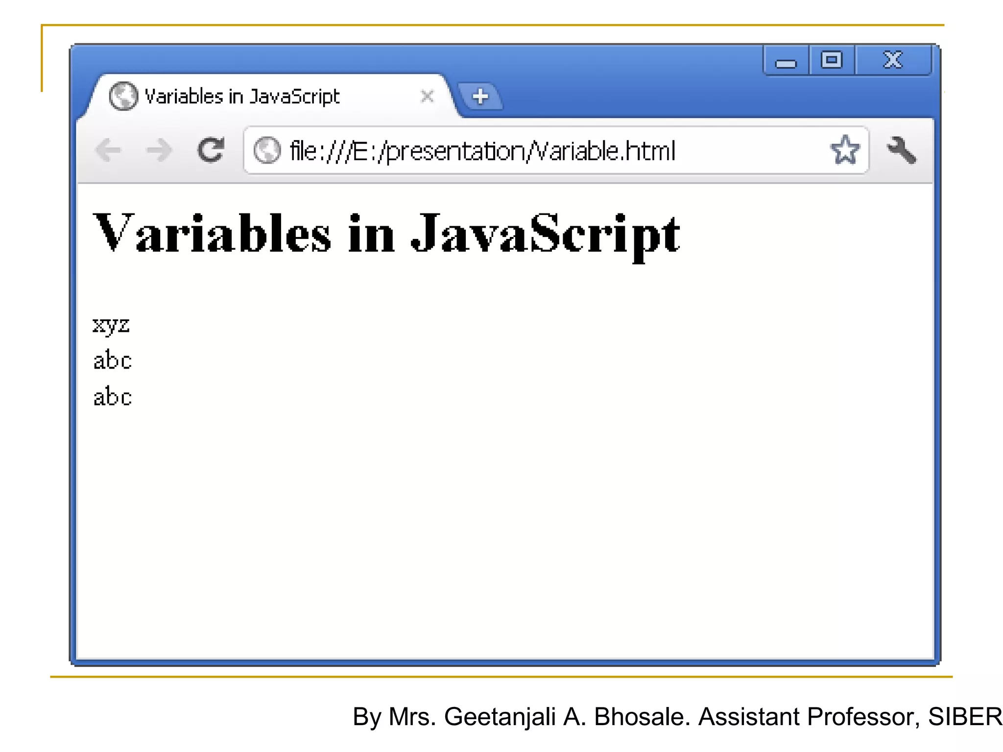 By Mrs. Geetanjali A. Bhosale. Assistant Professor, SIBER
 