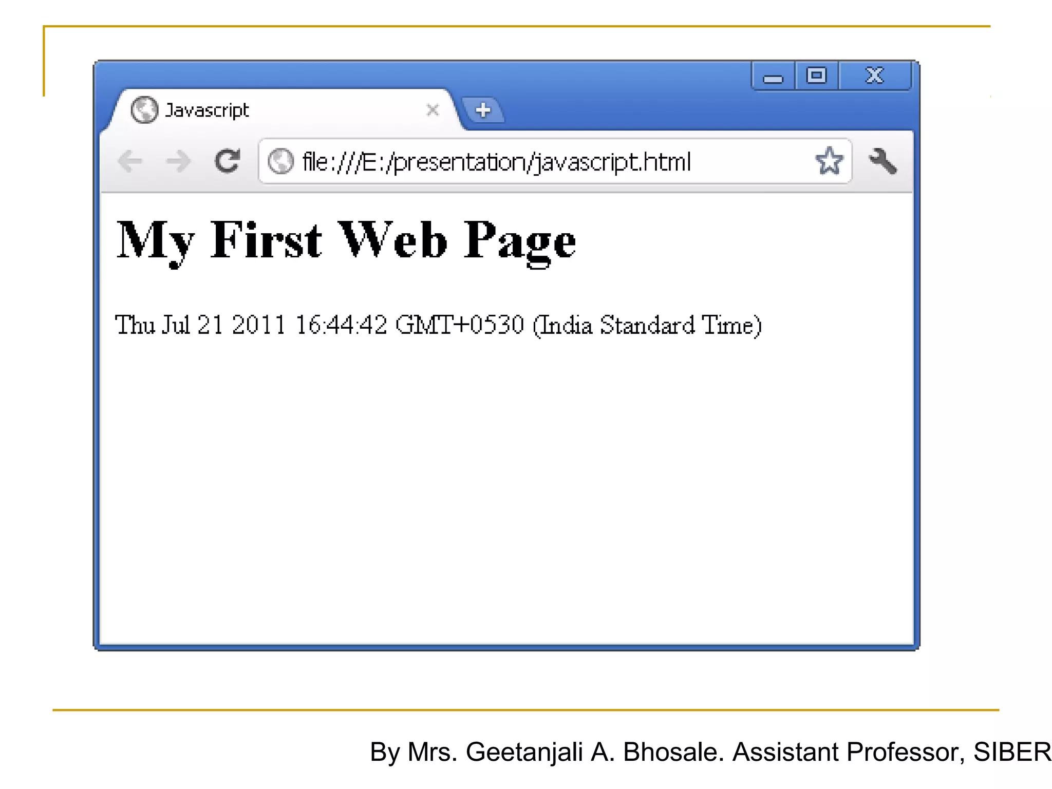 By Mrs. Geetanjali A. Bhosale. Assistant Professor, SIBER
 