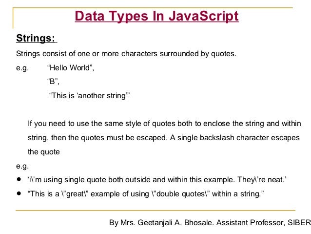 Types of javascript - tatamanhattan