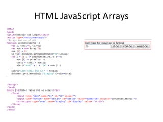 HTML JavaScript Arrays
 