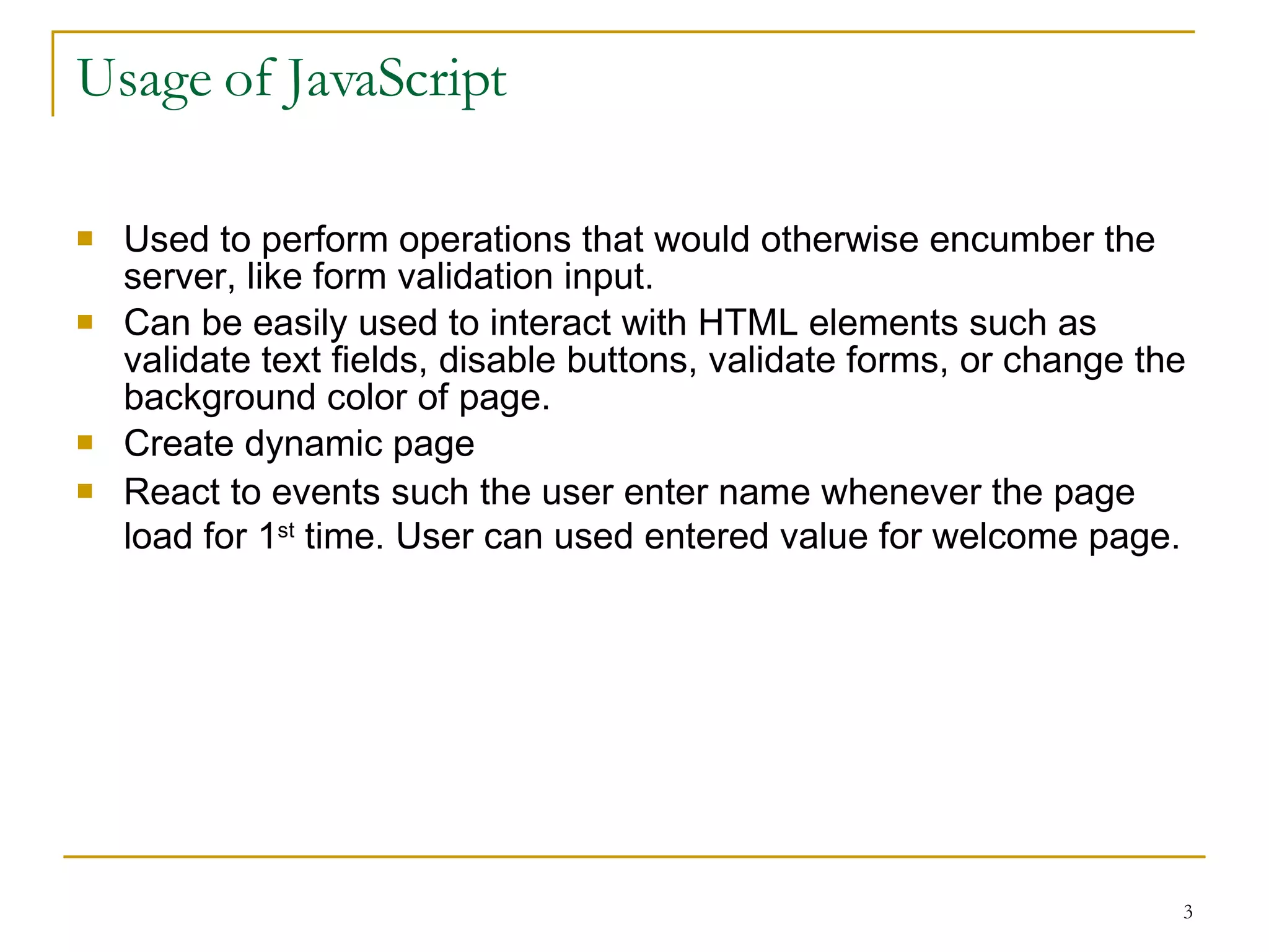 Javascript | PPT | Web Design and HTML | Internet