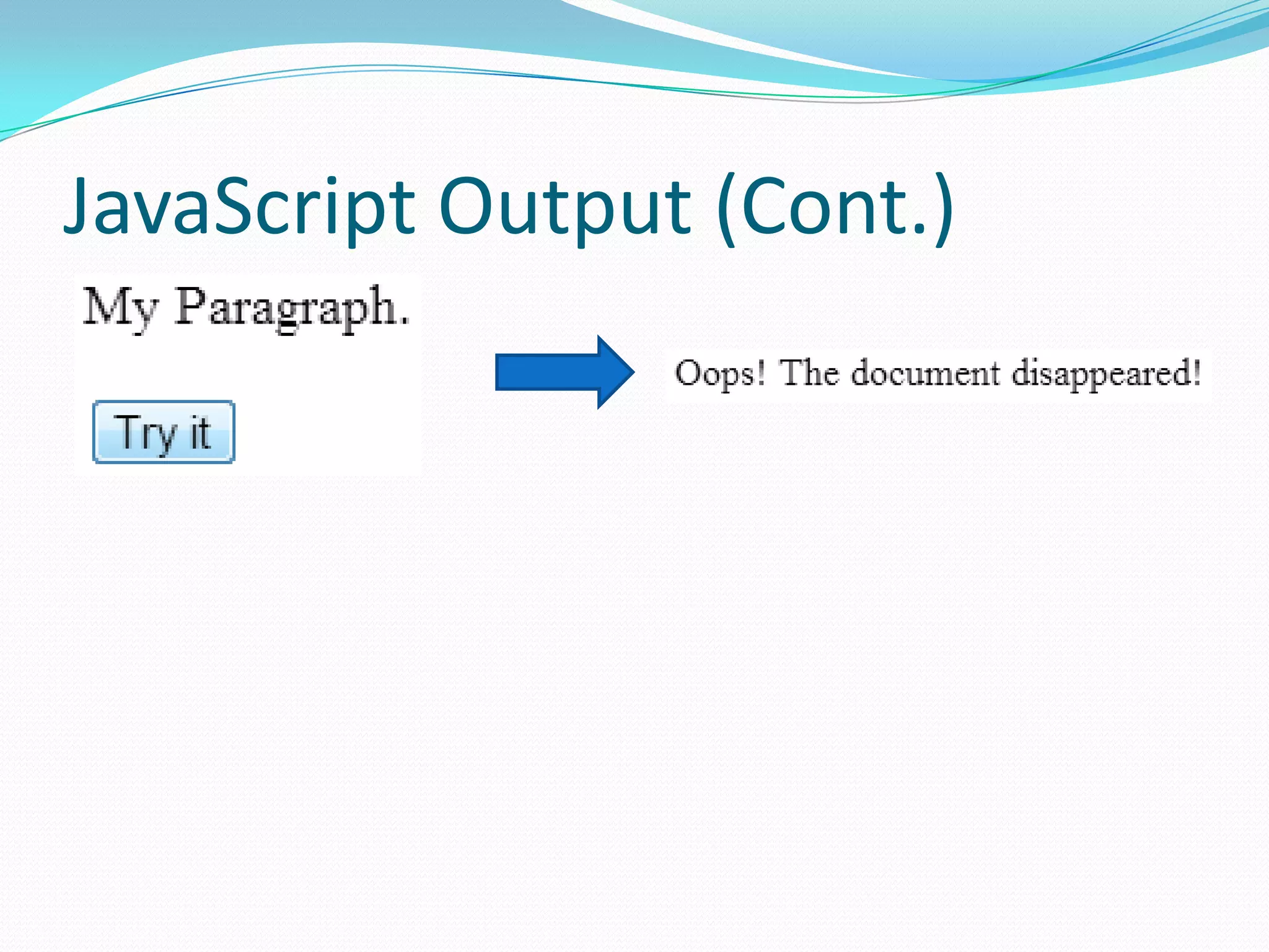JavaScript Output (Cont.)

 