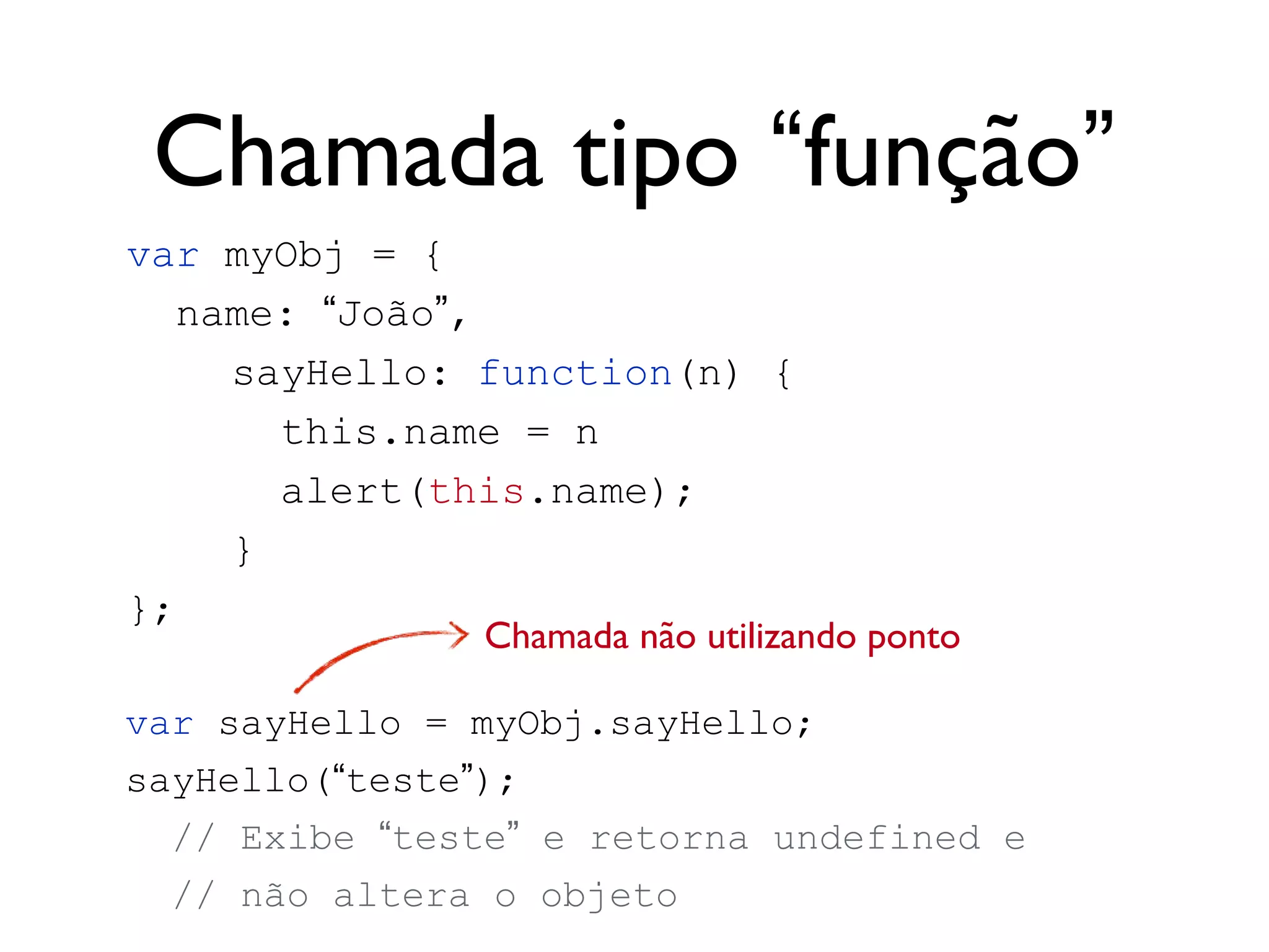 Chamada de
Funções e this
 