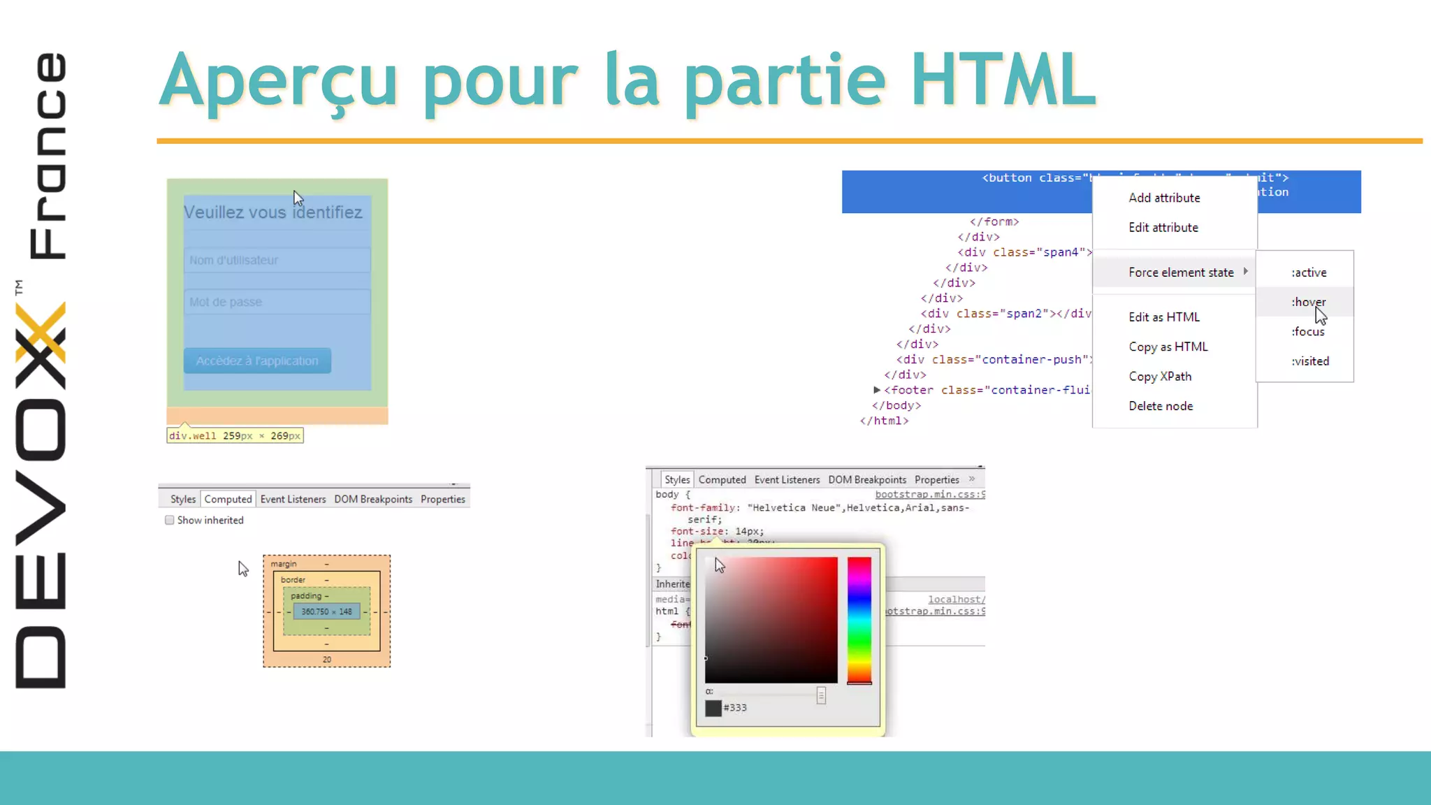 Aperçu pour la partie HTML 