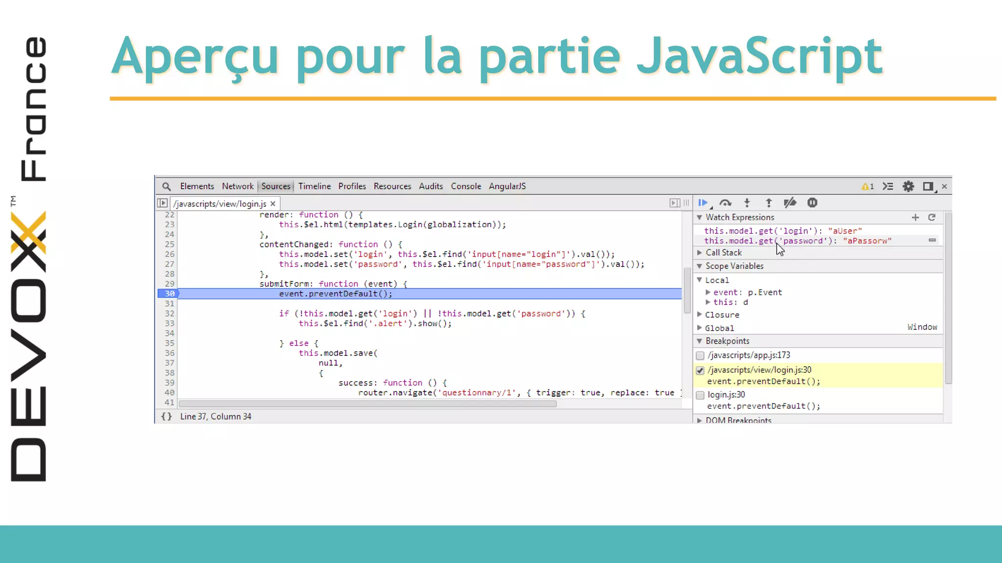 Aperçu pour la partie JavaScript 