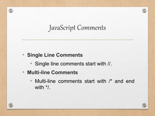 JavaScript Comprehensive Overview | PPSX | Web Development | Internet