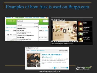 Examples of how Ajax is used on Burpp.com 
www.learningcatalyst.in 
 