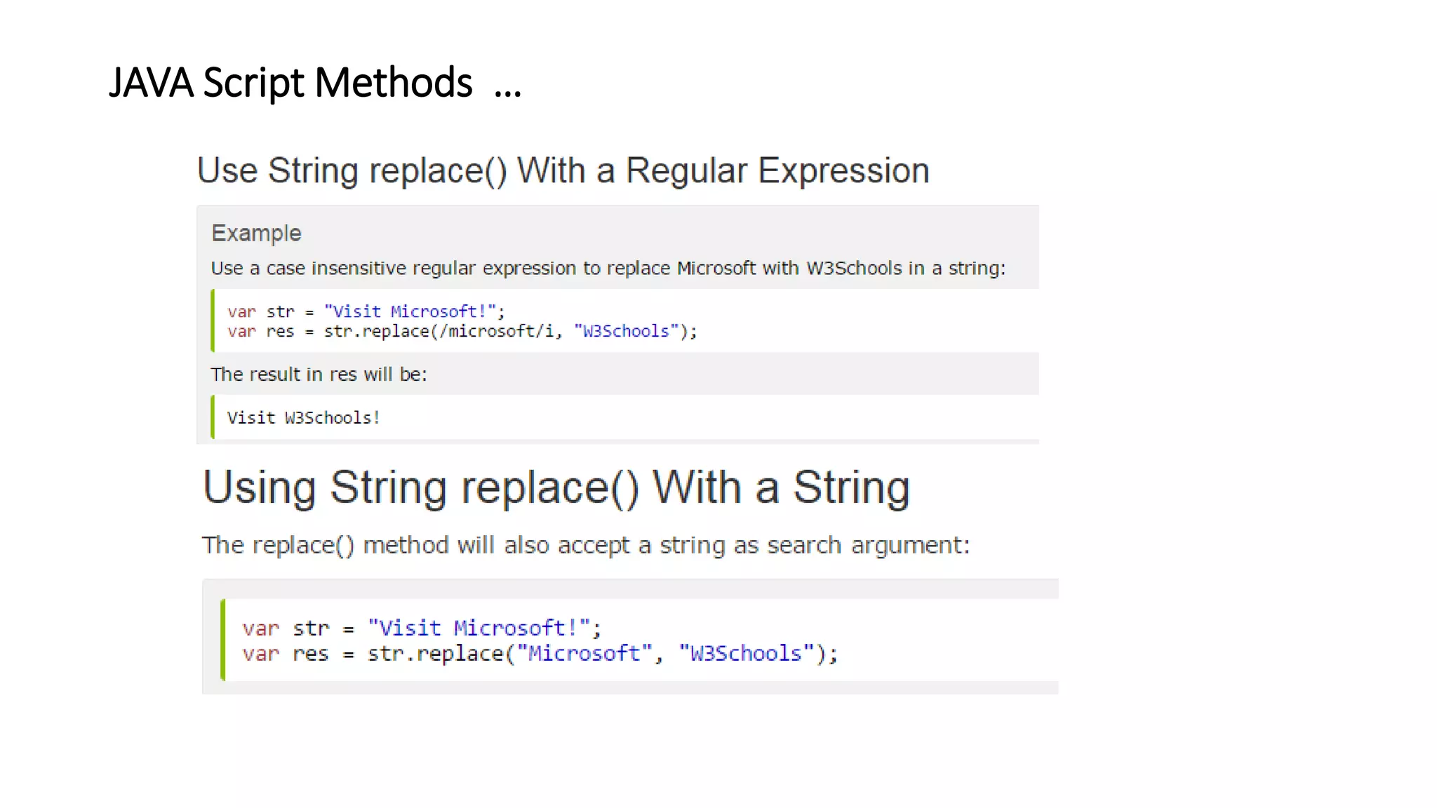 JAVA Script Methods …
 