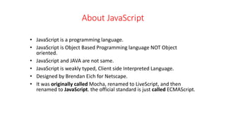 JavaScript Introduction and Implementation | PPT