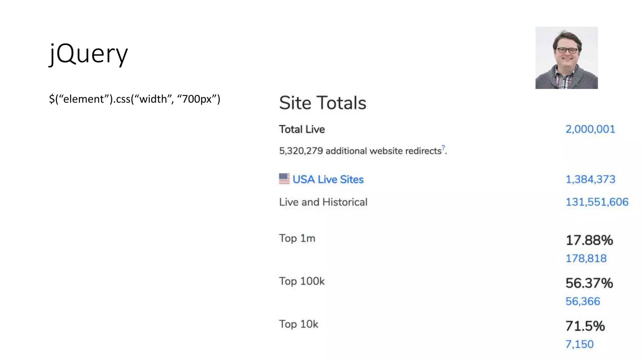 jQuery
$(“element”).css(“width”, “700px”)
 