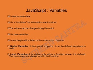 JavaScript with Syntax & Implementation | PPT image.