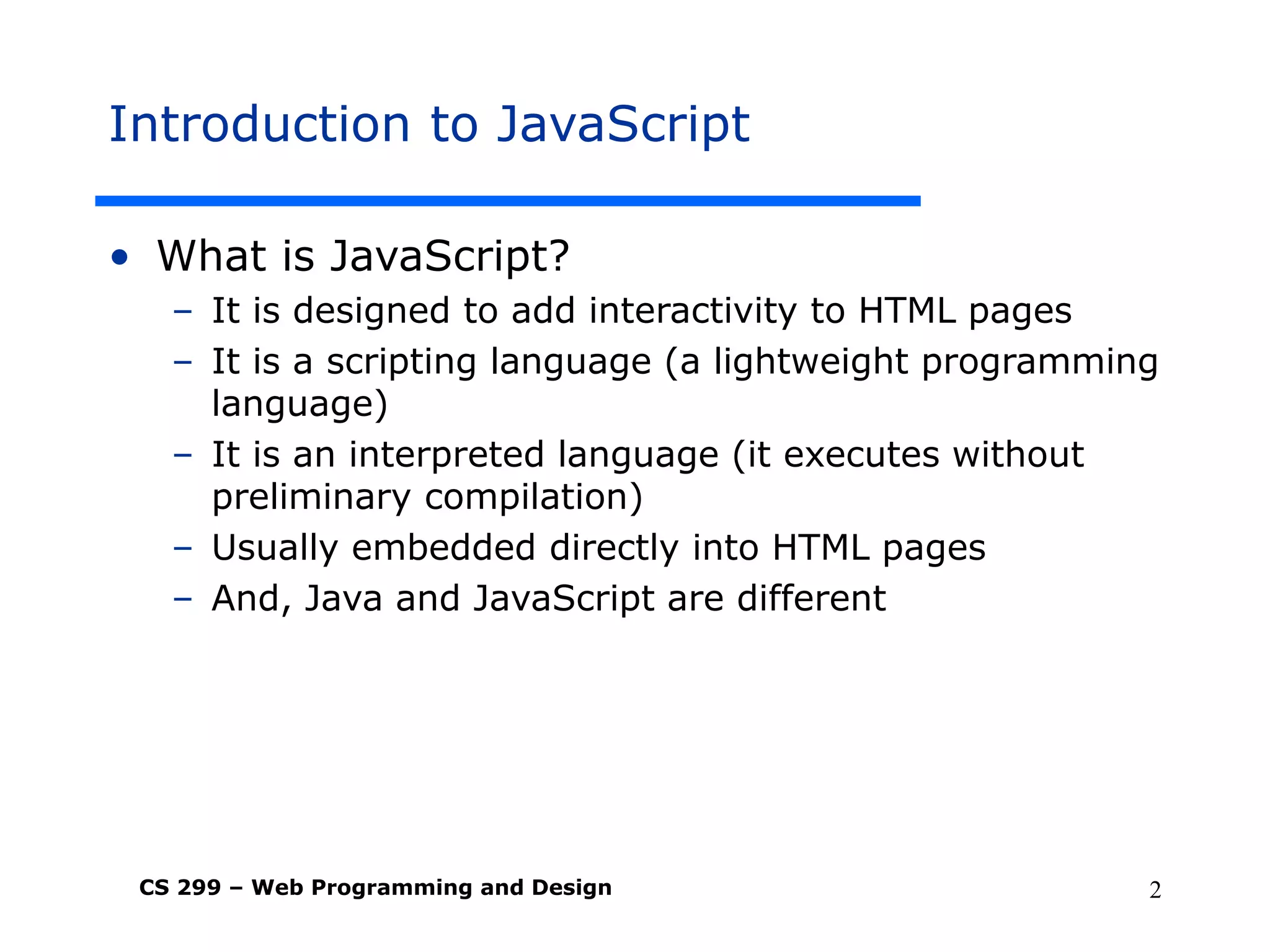 javaScript.ppt | Web Design and HTML | Internet