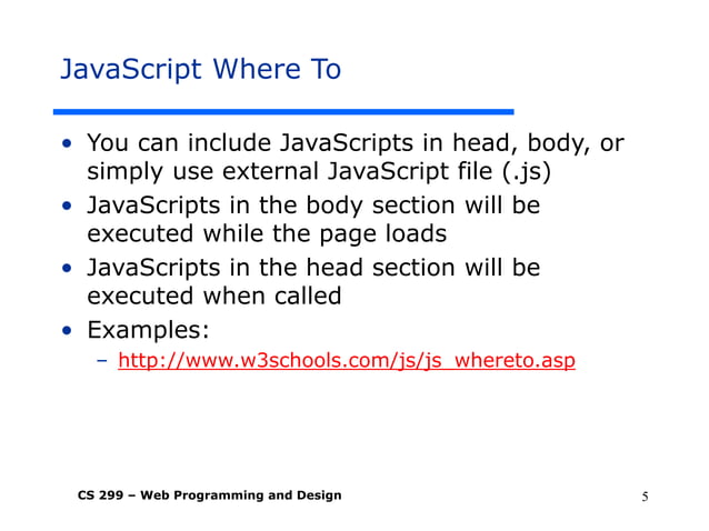 javaScript.ppt | Web Design and HTML | Internet