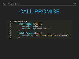CALLBACK HELL
CALL PROMISE
106
 