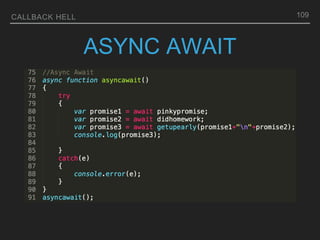 CALLBACK HELL
ASYNC AWAIT
109
 