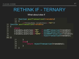 CLEAN CODE
RETHINK IF - TERNARY
87
What about else if
 