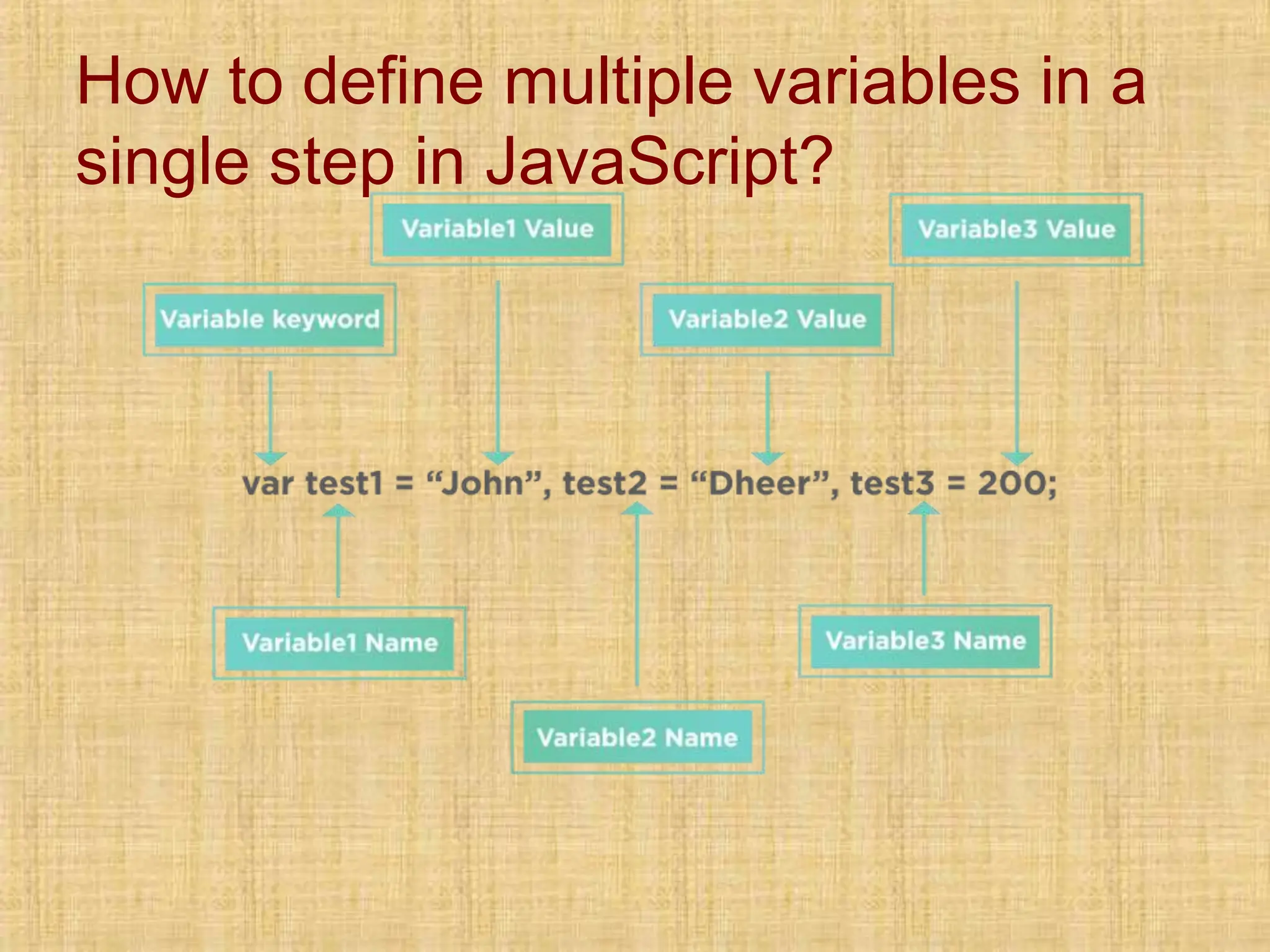 How to define multiple variables in a
single step in JavaScript?
 