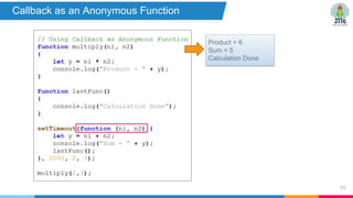 86
Callback as an Anonymous Function
Product = 6
Sum = 5
Calculation Done
 