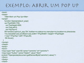 FORM - HTML5
Hora
<input type="time" required="required"
maxlength="8" name="hour" pattern="[0-9]{2}:[0-9]
{2} [0-9]{2}$" />
Campos genéricos de texto
<input type="text" required="required"
name="name" />
15
 