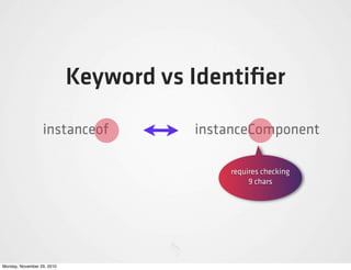 Keyword vs Identiﬁer

                  instanceof           instanceComponent

                                          ...