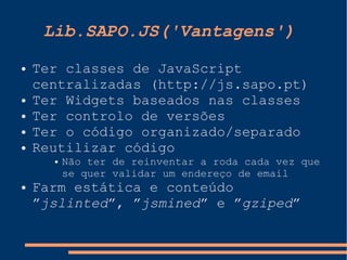 Javascript no SAPO e libsapojs
