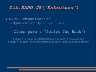 Javascript no SAPO e libsapojs