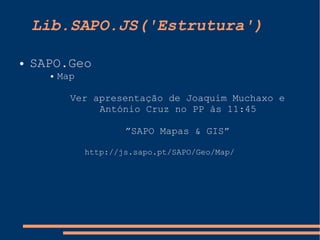 Javascript no SAPO e libsapojs