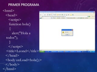 Introduccion a javascript - diseño de paginas web | PPTX