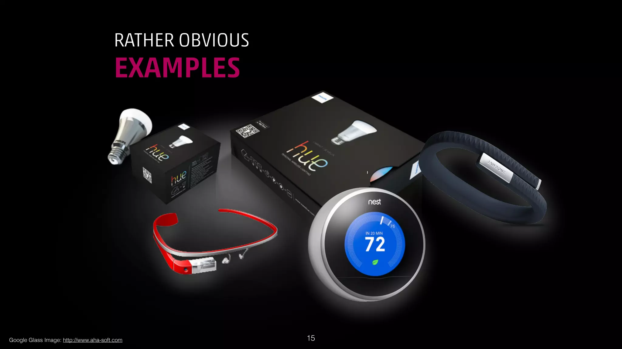 RATHER OBVIOUS

EXAMPLES

Google Glass Image: http://www.aha-soft.com

!15

 