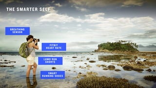 THE SMARTER SELF
FITBIT
HEART RATE
BREATHING
SENSOR
LUMO RUN
SHORTS
SMART
RUNNING SHOES
 