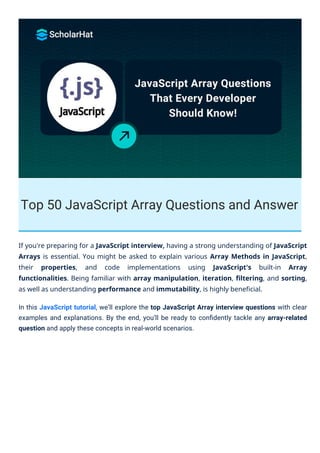 JavaScript Array Interview Questions PDF By ScholarHat | PDF