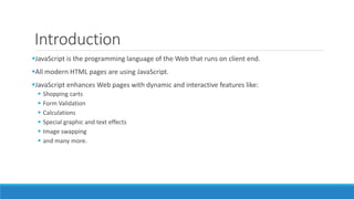 Introduction to JavaScript Basics. | PPT