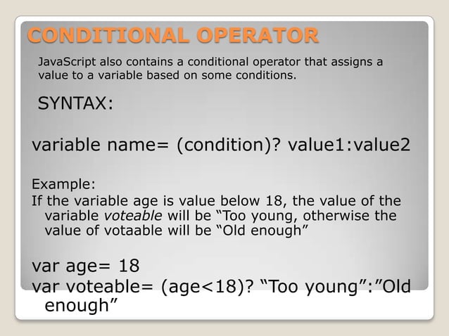 Javascript comparison and logical operators | PPT