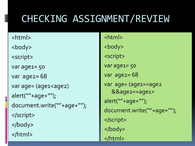 Javascript comparison and logical operators 2 | PPT