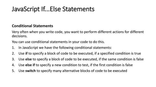 Javascript conditional statements | PPT