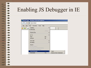 Enabling JS Debugger in IE
 