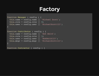 Factory
fnto Mngr(cni ){
ucin aae
ofg
ti.ae=cni.ae| 'ihe Sot;
hsnm
ofgnm | Mcal ct'
ti.oe=cni.oe| 0
hsrl
ofgrl | ;
ti.sr=cni.sr| 'iheSot2'
hsue
ofgue | Mcalct13;
}
fnto Cnrbtr(cni ){
ucin otiuo
ofg
ti.ae=cni.ae| 'o Sih;
hsnm
ofgnm | Bb mt'
ti.oe=cni.oe| 1
hsrl
ofgrl | ;
ti.sr=cni.sr| 'oSih2'
hsue
ofgue | Bbmt13;
ti.nr=cni.nr| 'iheSot2'
hsmg
ofgmg | Mcalct13;
}
fnto Cnrco (cni ){
ucin otatr
ofg
ti.ae=cni.ae| 'onDe;
hsnm
ofgnm | Jh o'
ti.oe=cni.oe| 2
hsrl
ofgrl | ;
ti.sr=cni.sr| 'ono13;
hsue
ofgue | JhDe2'
ti.nr=cni.nr| 'iheSot2'
hsmg
ofgmg | Mcalct13;
ti.em=cni.em| ' mnh'
hstr
ofgtr | 6 ots;
}
fnto WreFcoy){
ucin okratr( }
WreFcoypooyeepoeCas=Cnrbtr
okratr.rttp.mlyels
otiuo;
WreFcoypooyehrSmoe=fnto (cni )
okratr.rttp.ieoen
ucin
ofg {

 