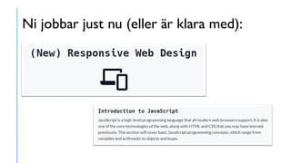 Ni jobbar just nu (eller är klara med):
 