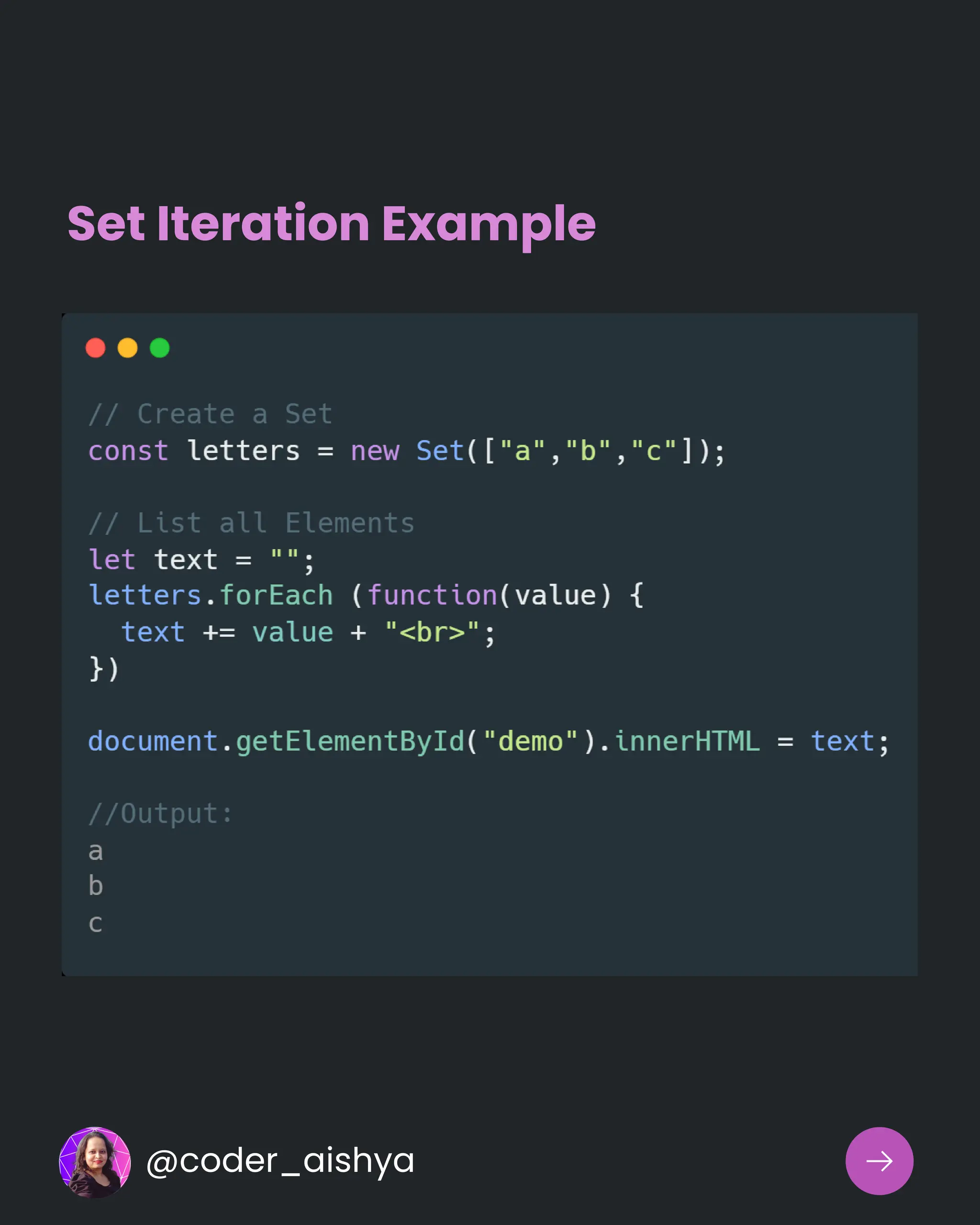 Set Iteration Example
@coder_aishya
 