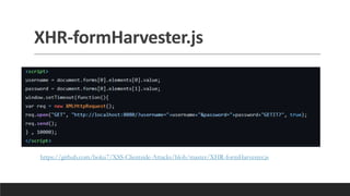 XHR-formHarvester.js
https://github.com/boku7/XSS-Clientside-Attacks/blob/master/XHR-formHarvester.js
 