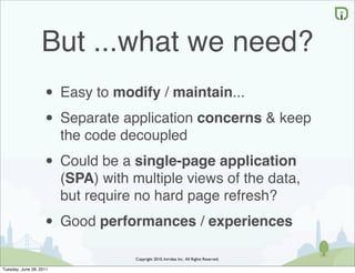 But ...what we need?
                    • Easy to modify / maintain...
                    • Separate application concern...