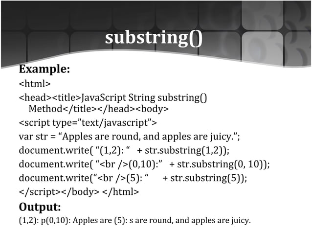 Javascript built in String Functions | PPT