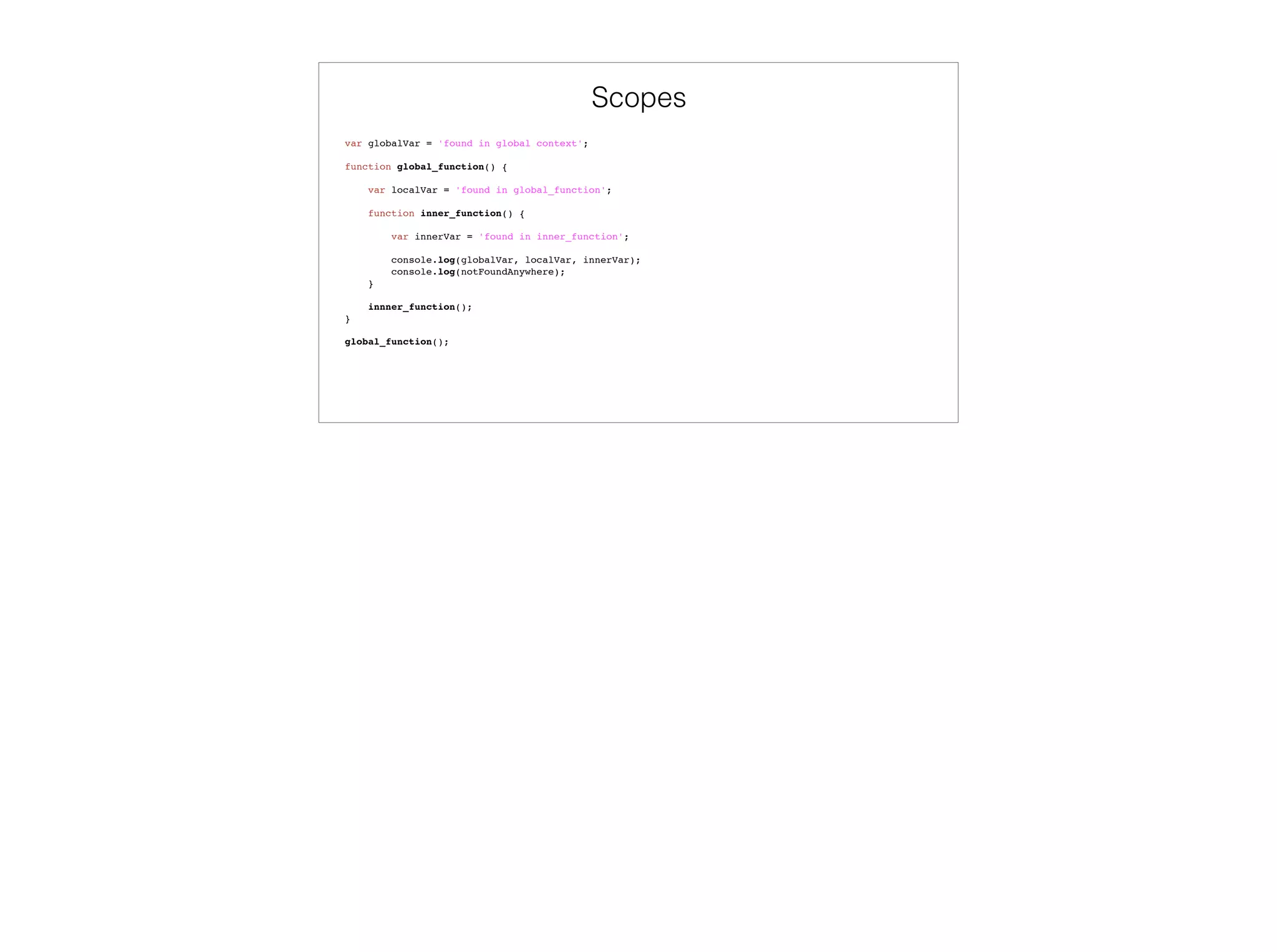 Named Function
function named_function() {
return "I'm a named function!"
}
 