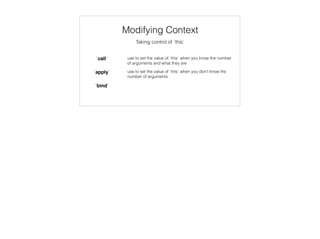 What happens when I invoke a
function?
colindecarlo@colindecarlo
• The Execution Context is created and placed on top of the execution stack
 