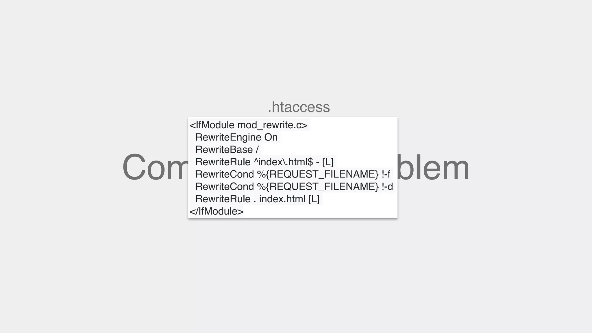 Common SPA problem
<IfModule mod_rewrite.c>
RewriteEngine On
RewriteBase /
RewriteRule ^index.html$ - [L]
RewriteCond %{REQUEST_FILENAME} !-f
RewriteCond %{REQUEST_FILENAME} !-d
RewriteRule . index.html [L]
</IfModule>
.htaccess
 