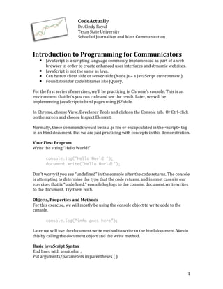 Handout - Introduction to Programming | PDF image.