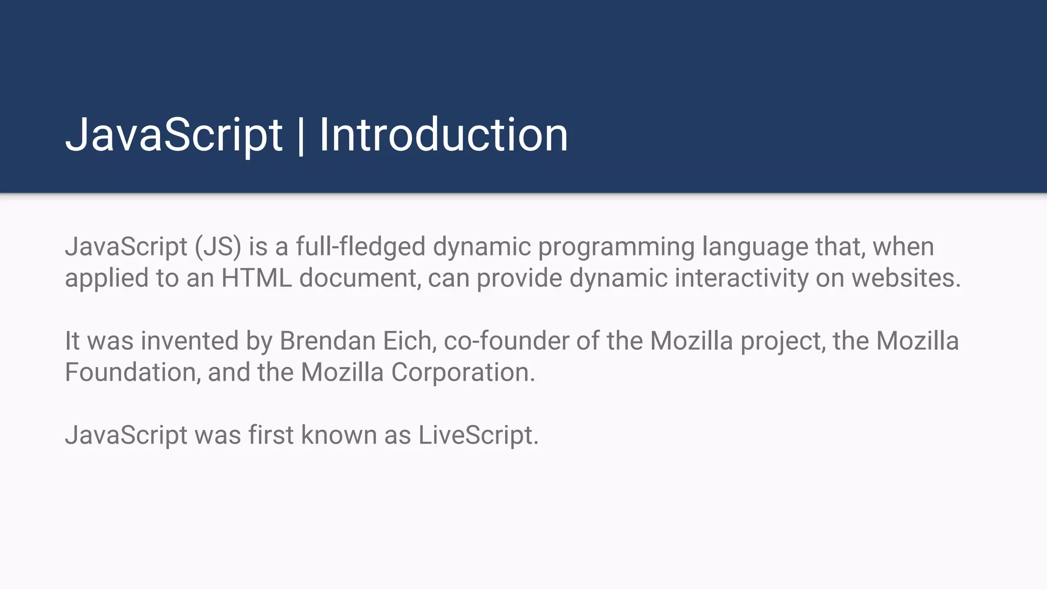 JavaScript | Introduction | PPT | Free Download