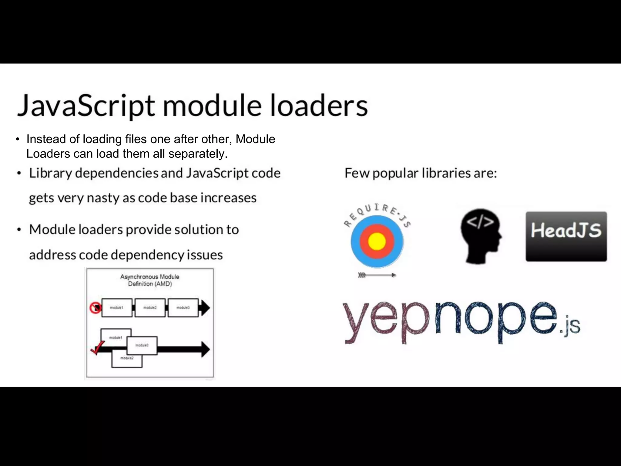 • Instead of loading files one after other, Module
Loaders can load them all separately.
 