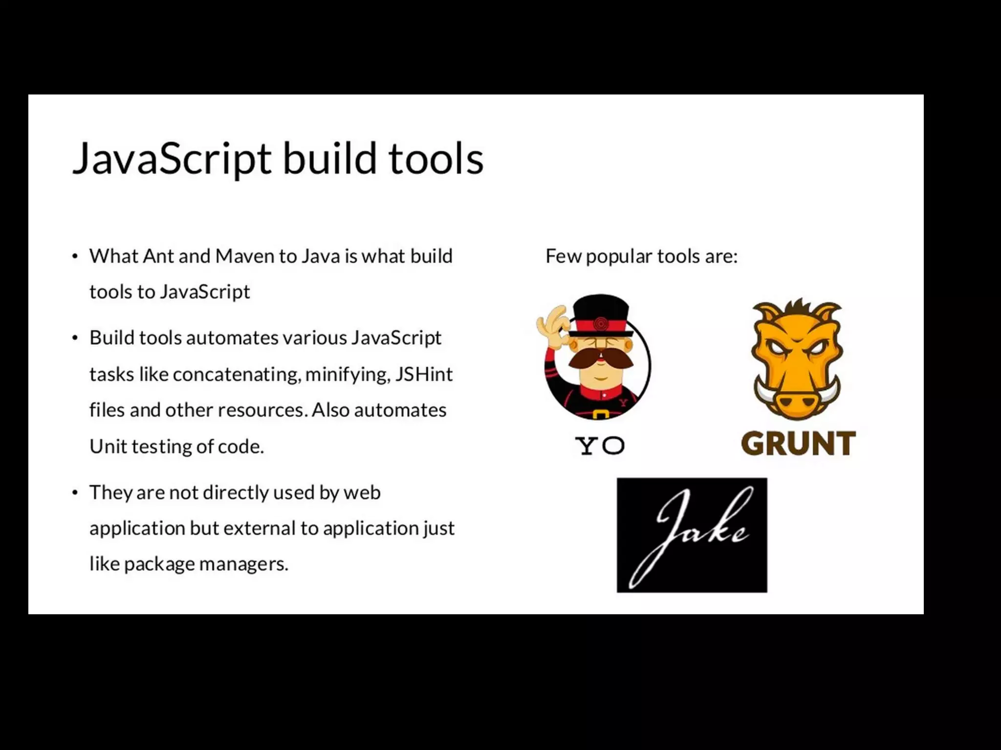 Compare Javascript libraries in Front End Stack