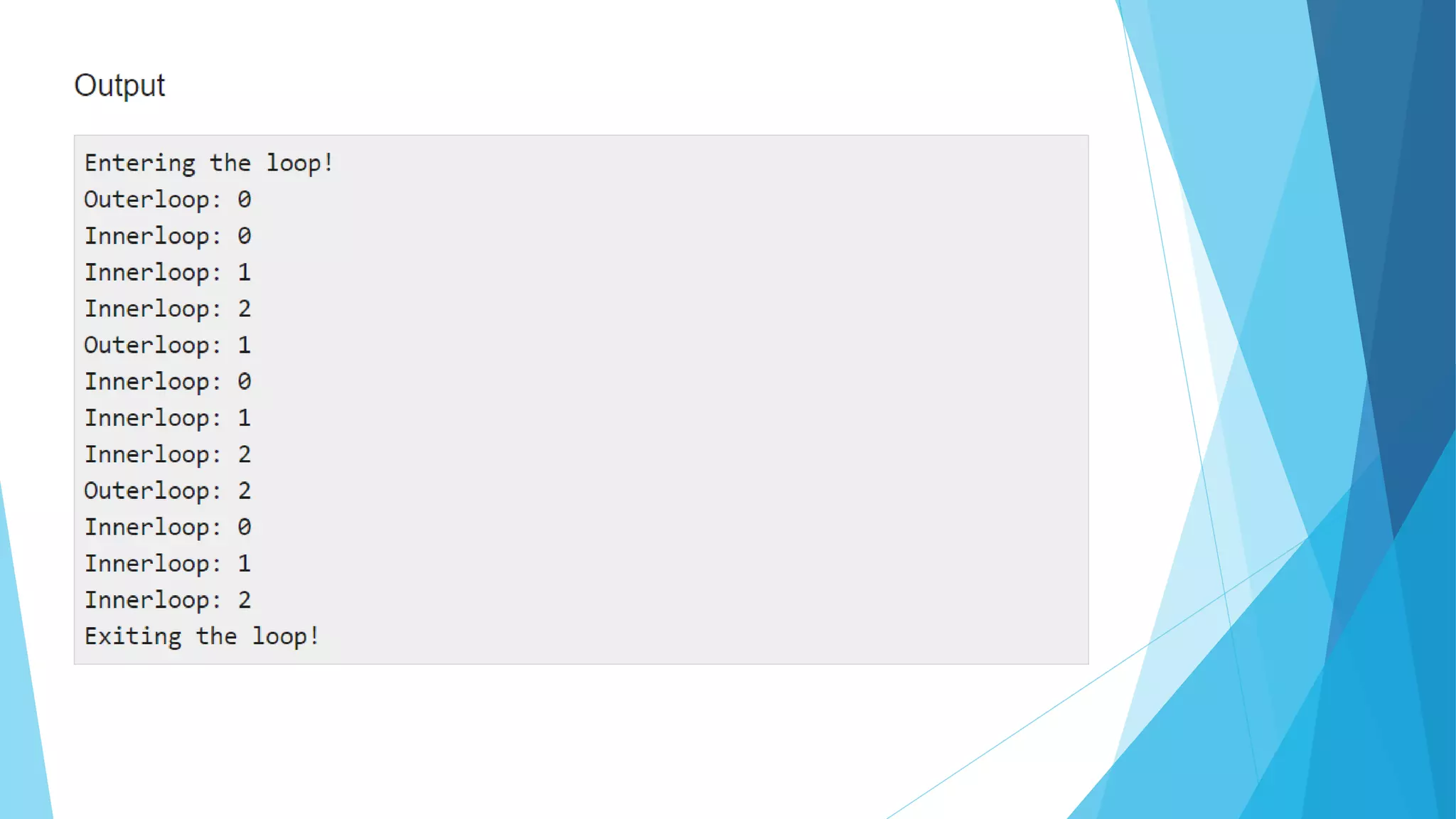 Java script  loop control